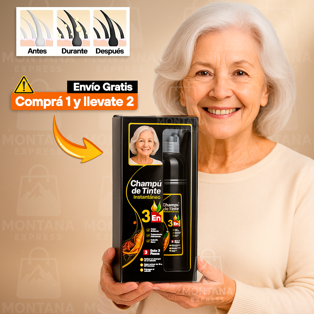 Champú de Tinte Instantáneo 3 en 1 -  Comprá 1 y llevate 2 + Regalo exclusivo