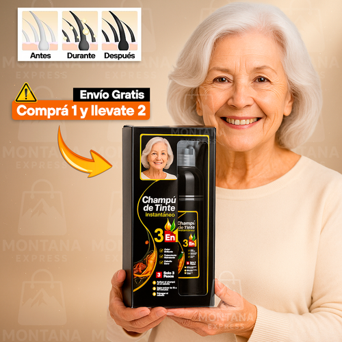 Champú de Tinte Instantáneo 3 en 1 -  Comprá 1 y llevate 2 + Regalo exclusivo