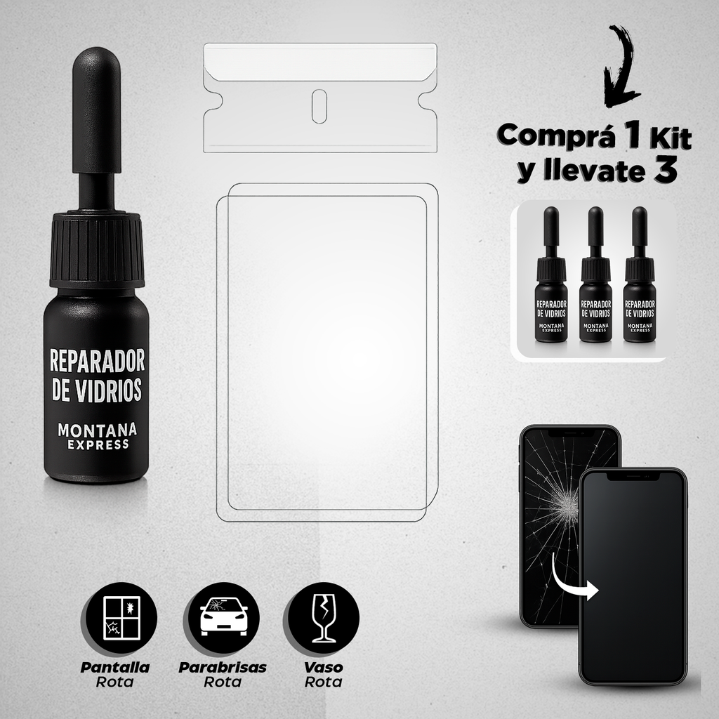 Reparador de Vidrios - GlassRepair 3 en 1 (Comprá 1 kit y llevate 3)