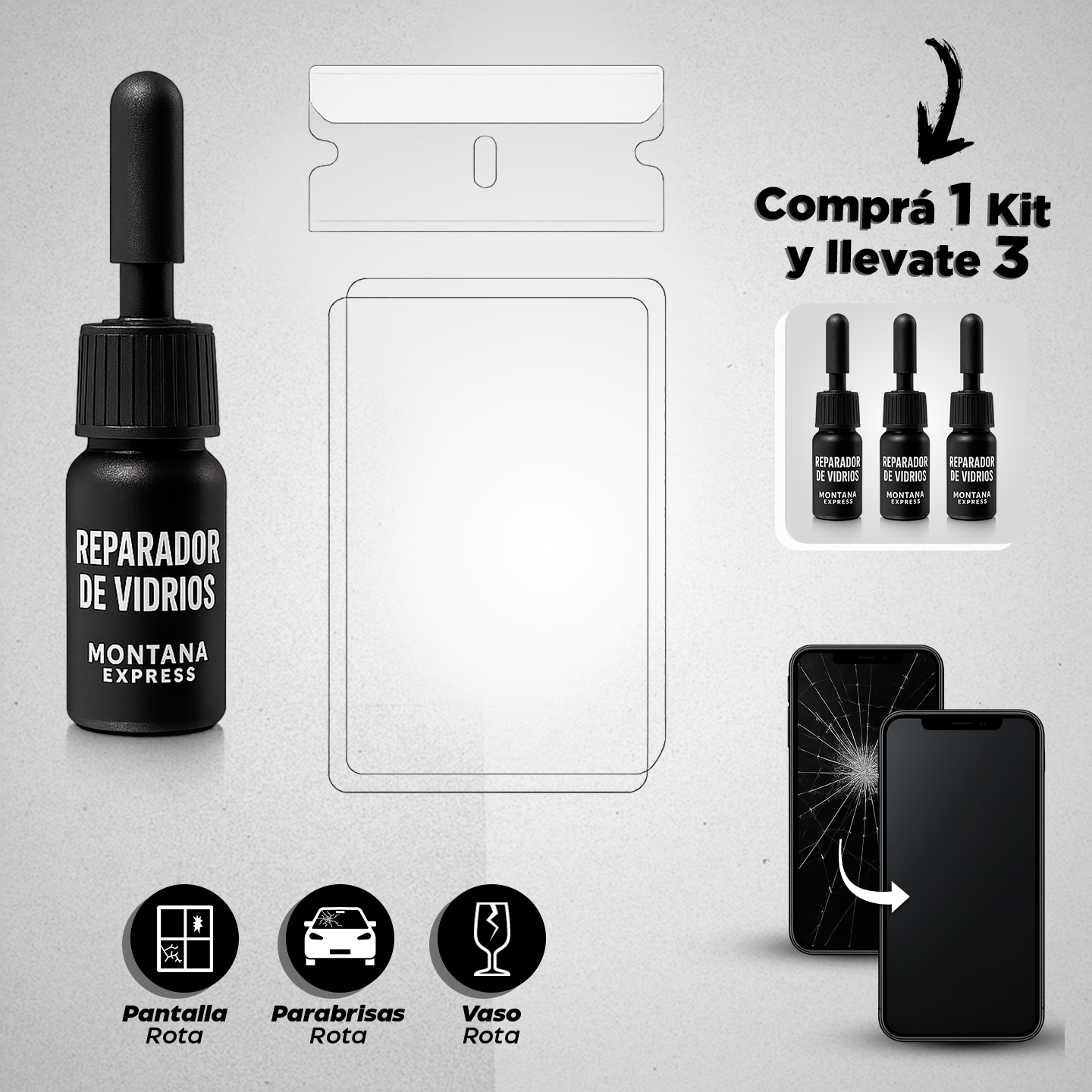 Reparador de Vidrios - GlassRepair® 3 en 1 (Comprá 1 kit y llevate 3)